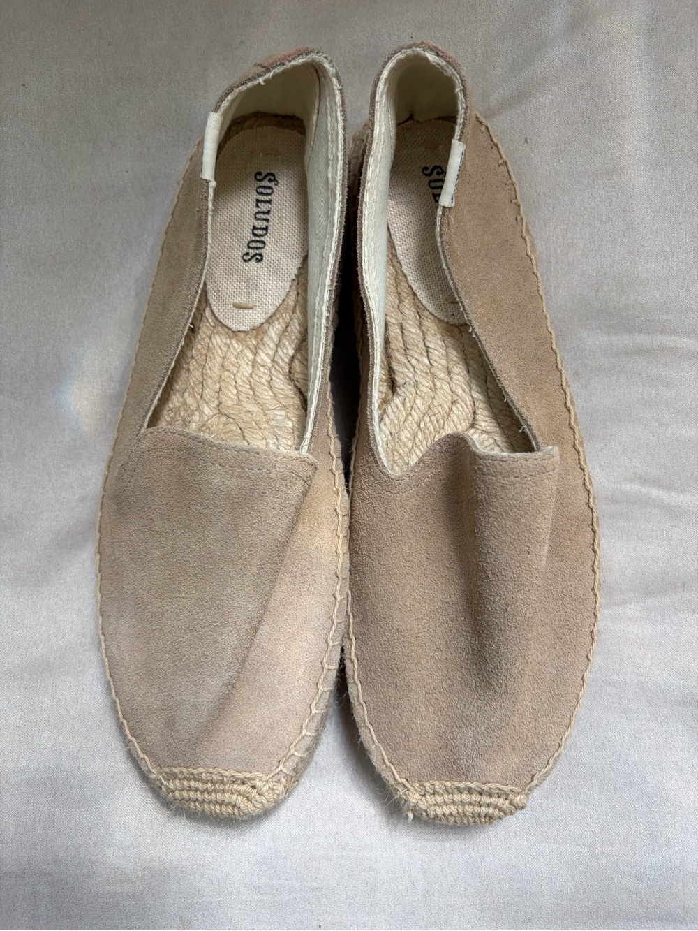 Soludos Taupe Suede Espadrille Slip-On Loafers
